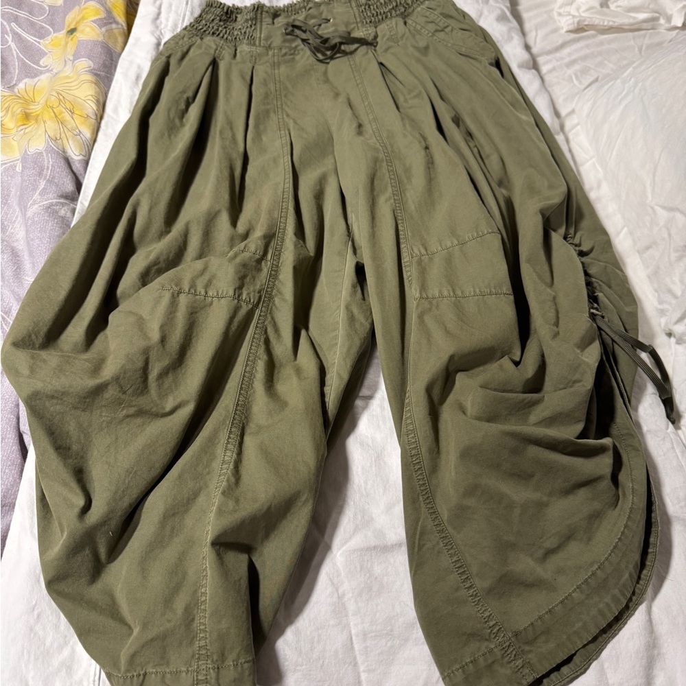 Wide leg “parachute” pants